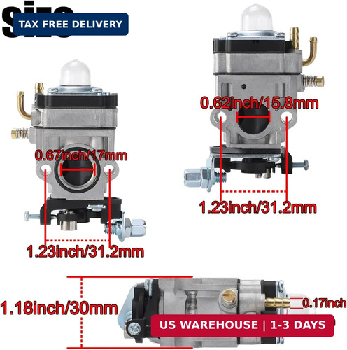 56257 57341 63022 Carburetor for Harbor Freight 52cc 2HP Predator Earth Auger Co - Picture 2 of 6