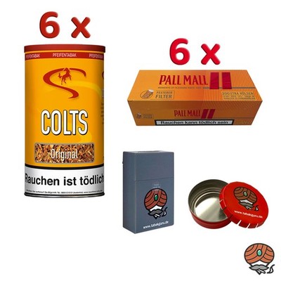 Colts Original Pfeifentabak 6x 170g Dose + 1200 Pall Mall Allr. Hülsen + Zubehör