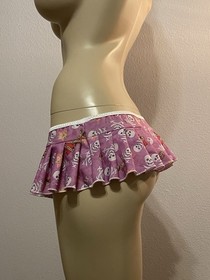 Sexy Micro Mini Pleated Skirt Skulls Purple Lingerie Rave Exotic Dancer Stripper