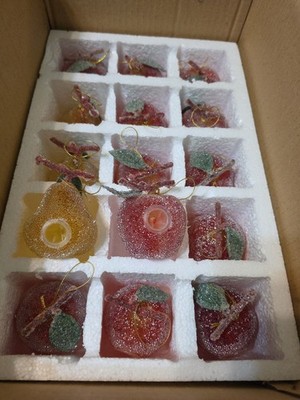 VTG 30 Apple & Pear Beaded Shimmer Sugar Ornaments String Light Cover Set READ