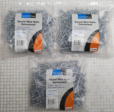3x Galvanised Round Wire Nails 2.36 x 40mm Long 500g Prepacked Bags (1500g)