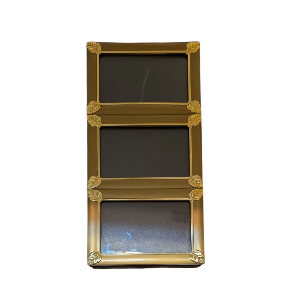 Picture Frame 9 - 5"X3.5" Photos Brassy Gold Color Triple Panel Folding Display - Image 4 of 4