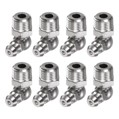 8 Stück 201 Edelstahl 90 Grad Schmiernippel PT1/8''-28 SAE Gewinde Hydraulik