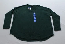 Well Worn Women's Soft V Neck Long Sleeve Stretch Top EJ3 Green Large NWT