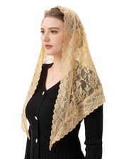 Veils for Church Catholic Triangluar Scarf Embroidered Chapel Veil Head Cover...