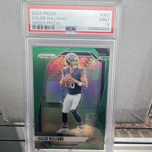 2024  Caleb Williams Panini Prizm Green Prizm Rookie #301 Chicago Bears PSA 9