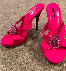 hot pink rhinestone heels