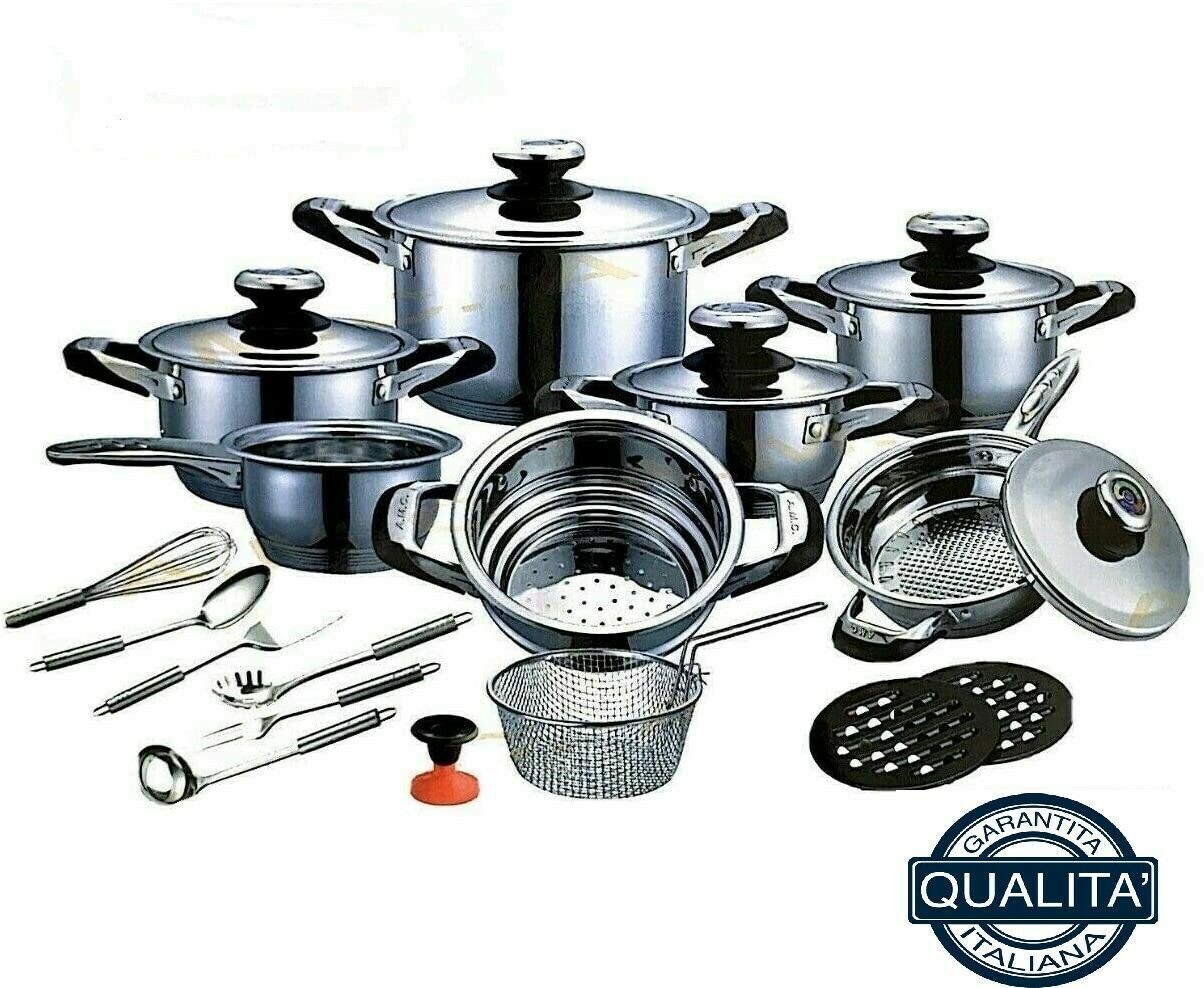 Casa Bugatti Set di posate 24pz con manico in madreperla e ghiera dorata collezione Selene