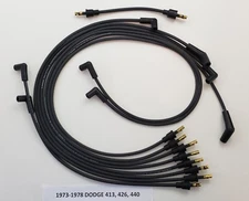 1973-1978 DODGE 400 440 BIG BLOCK BLACK 8mm Spiral Spark Plug Wires POINTS CAP 