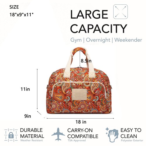 Travel Duffle BagWeekender Overnight Gym Bag for Women Large Carry On Bag wit... - Picture 2 of 8