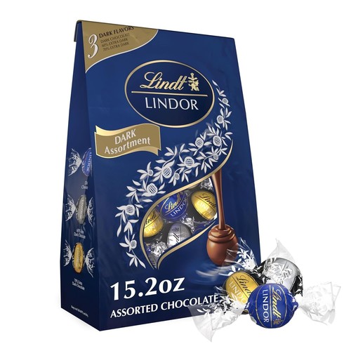 Lindt LINDOR Assorted Dark Chocolate Candy Truffles, Assorted Chocolate 15.2 oz.