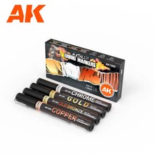 AK Interactive AK1300 Metallic Liquid Markers 4 Colors Set 1mm - US