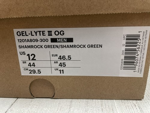 Size 12-New ASICS Gel-Lyte III OG ‘Shamrock’ Green Suede 1201A809-300 - Picture 12 of 12