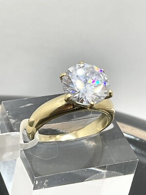 Gold Ring Damen 4 Karat CZ Zirkonia Solitär Stahl Verlobung Neu 408