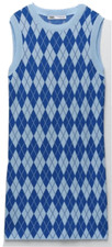 NWT ZARA SIZE MEDIUM  BLUE DIAMOND PATTERN KNIT DRESS