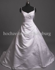 HBH Brautmode I Satin Brautkleid Hochzeitskleid mit Perlen , A-Linie Ivory Gr.34