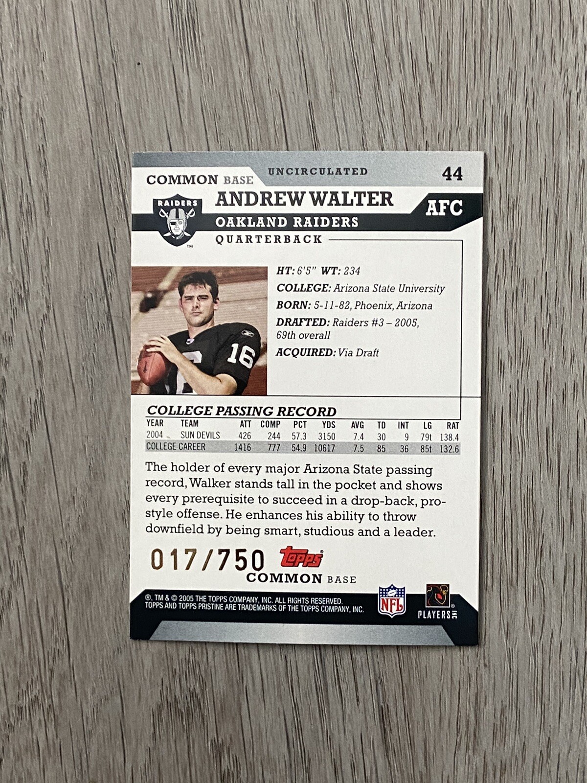 2005 Topps Pristine - Andrew Walter #44 Uncirculated /750 (RC) for sale ...