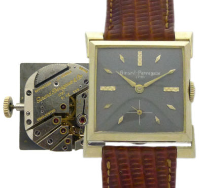 GIRARD-PERREGAUX 14 K.GOLD DESIGNER-HERREN-ARMBANDUHR 1940erJ. KALIBER 91 AE 226