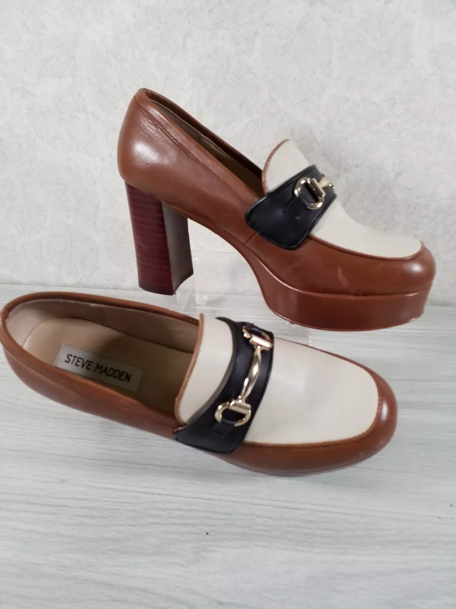 STEVE MADDEN Women s Brown Horse Bit Platform Cinderella Heeled