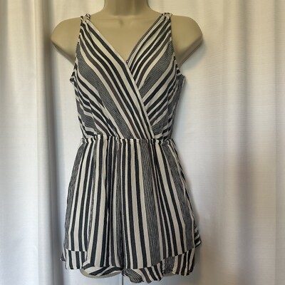Women s American Eagle   Outfitters Nautical Striped Open Back Romper Sz Medium