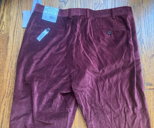 NWT Calvin Klein Mens Pants 38x32 Slim Fit Wine Red Velvet Velour MSRP $125 - Picture 11 of 12
