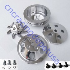 Small Block Chevy Lwp Pulley Set Water Pump Crankshaft Alternator Ps Pump Sbc