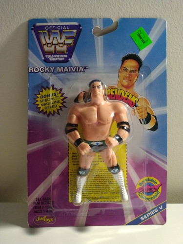 NEW 1997 WWF BEND EMS ROCKY MAIVIA FIGURE THE ROCK...