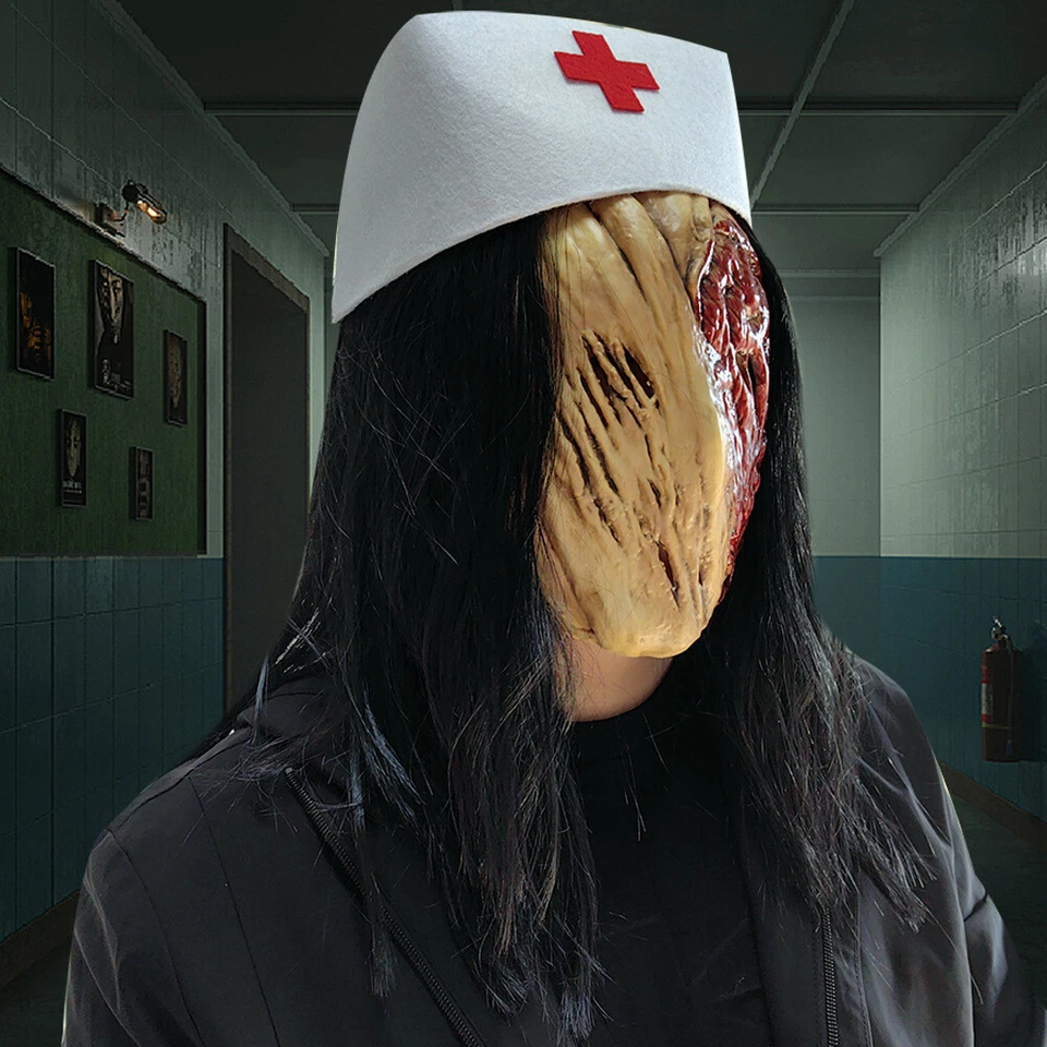 Cosplay Silent Hill the Zombie Nurse Masks Hat Halloween Scary  Mask Latex Props - Image 2 of 4
