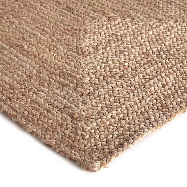 Runner carpet natural jute rug hand woven braided beige color for Living Room - Image 2 of 4