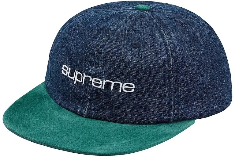 Chapeau suprême   logo compact denim daim   bleu, flambant neuf avec étiquettes