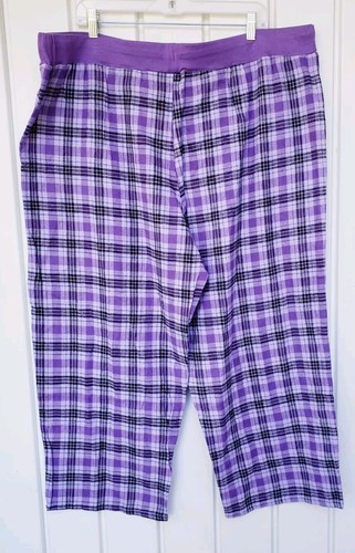 Disney Eeyore Plus Size Lounge Pajama Pants Size 3X NEW Purple Plaid Cotton - Picture 2 of 6