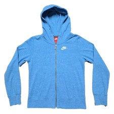 Nike Full Zip Hoodie Youth Girls XL Blue Hooded Long Sleeve Lightweight