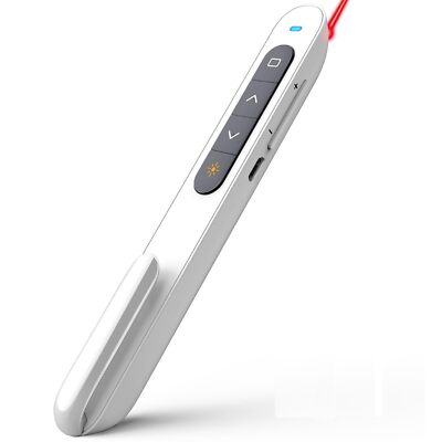Rechargeable Presentation Clicker with Pointer Long Range Remote White N76