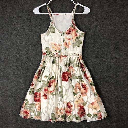 Bailey Blue Fit & Flare Halter Party Dress Womens S Short White Rose Floral Lace - Picture 7 of 11