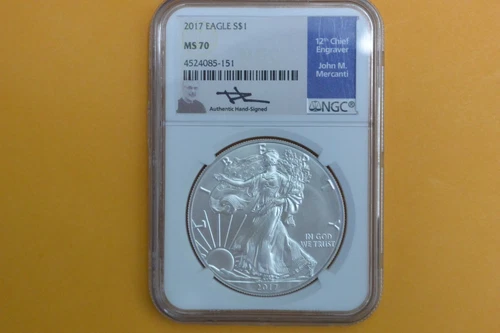 2017 SILVER EAGLE NGC MS70 John Mercanti