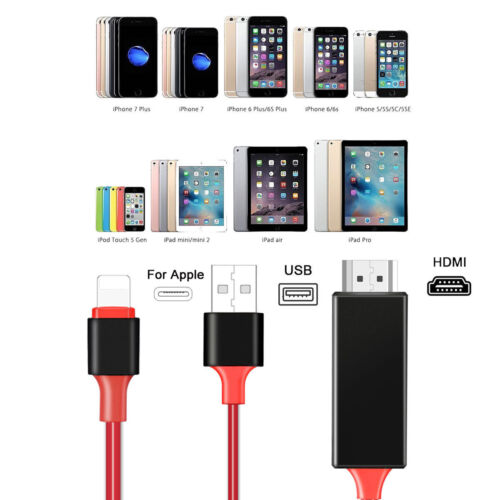 HDMI Mirroring Cable Phone to HDTV Adapter For iPhone 14/13/12/11/XS/Max/XR 67/8 - Picture 14 of 24