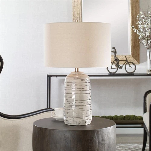 Uttermost Cyclone Contemporary Ceramic Iron and Fabric Table Lamp in Gray - Picture 7 of 10
