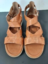 Sofft Mirabelle Sandals Cushioned Camel Leather Strappy Buckle Shoes Womens 8M