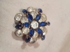 vintage costume jewelry blue and white brooch