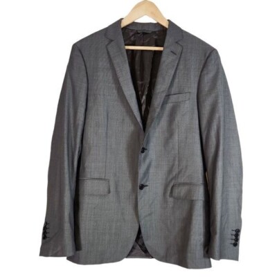 John Varvatos Mens Wool Slim Fit Blazer Gray Size 50L