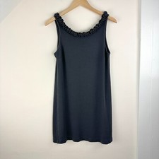 J.Crew Gray Ruffle Neck Tank Mini Dress, 97% Rayon, Shift, Scoop Neck, Women's S