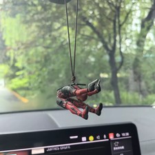Deadpool Car Rearview Mirror Pendant Swinging and Reading a Book Decoration