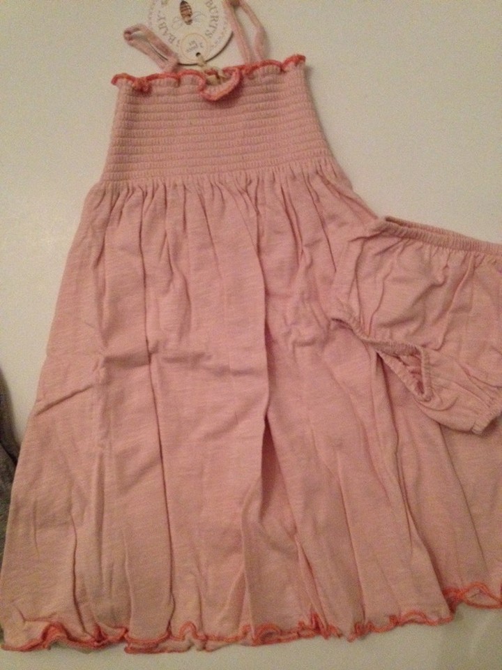 Burts Bees Baby Girl Maxi Dress Set Size 3 6 9 12 Months Layette Pink