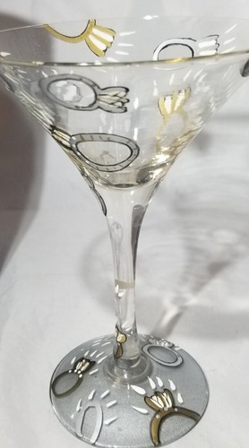 Lolita Retired Hand Painted "Wedding Tini" 7 OZ  Martini Glass W/ Recipe in Box
