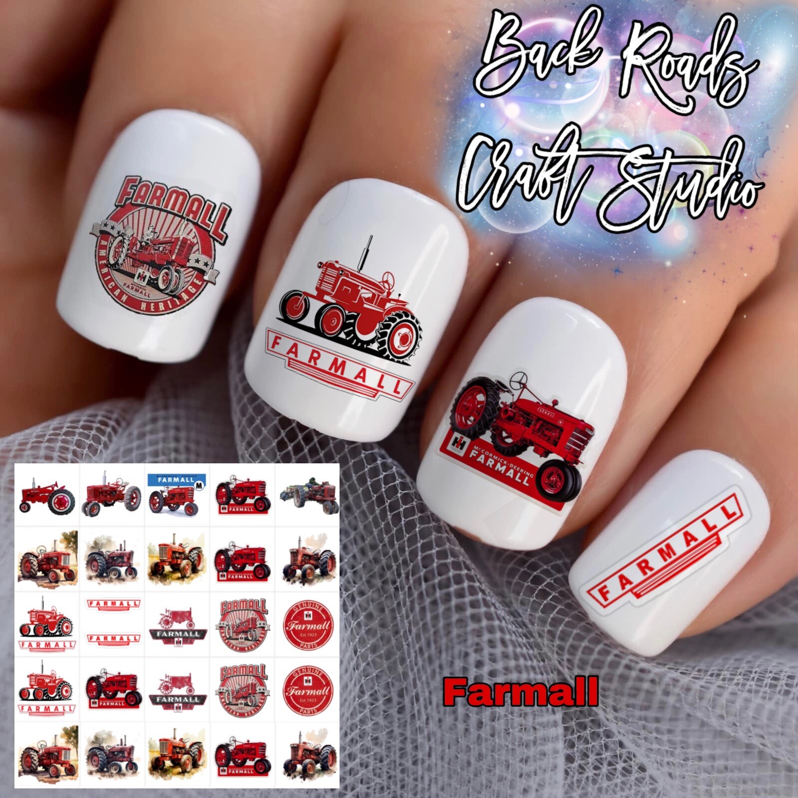 Farmall Tractor Waterslide Nail Decals Set Of 50 Instructions & Bonus