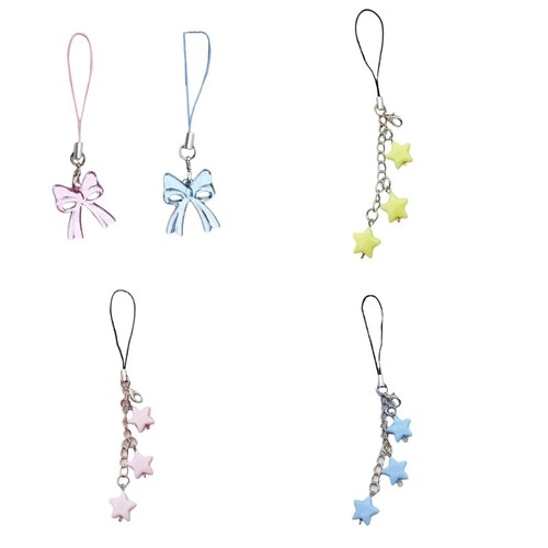 Fashionable Star Phone Pendant Stylish Bag Accessory Cute Bowknot Phone Lanyard