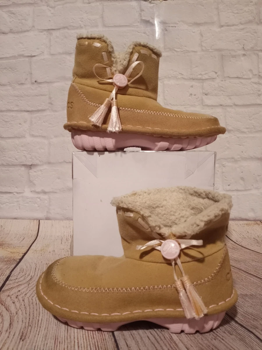 CROCS CROCASALLY Fur Boots Baby Girls Cream Sz C 9 Authentic Winter Shoes