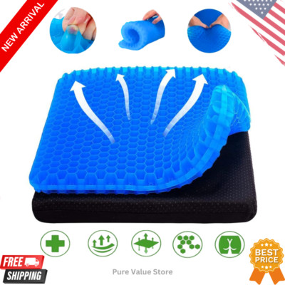 Double Thick Gel Seat Cushion   Egg Shape, Non-Slip Breathable, Comfort