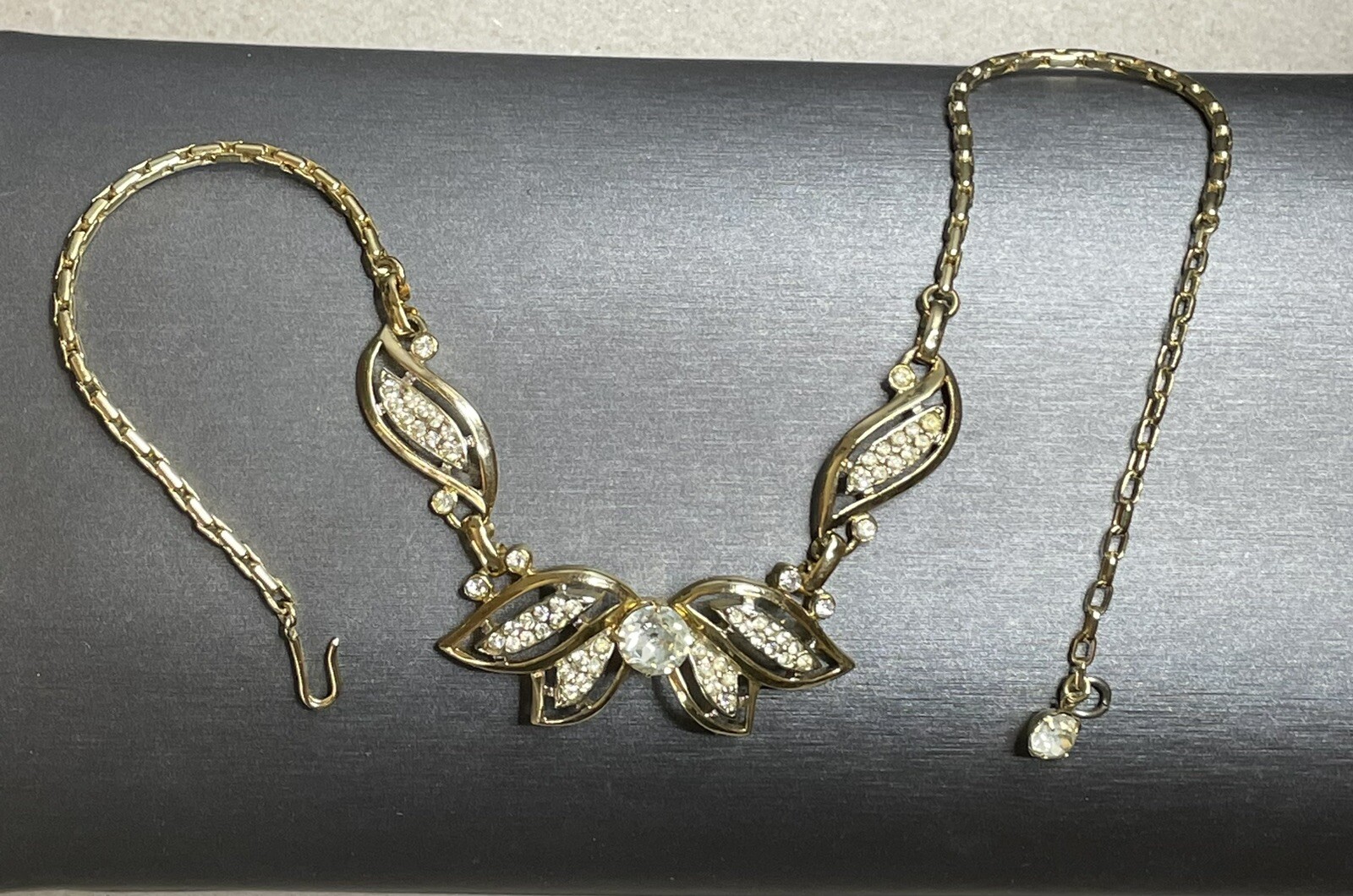 KRAMER Rhinestone Gold Tone Statement Center Chai… - image 6