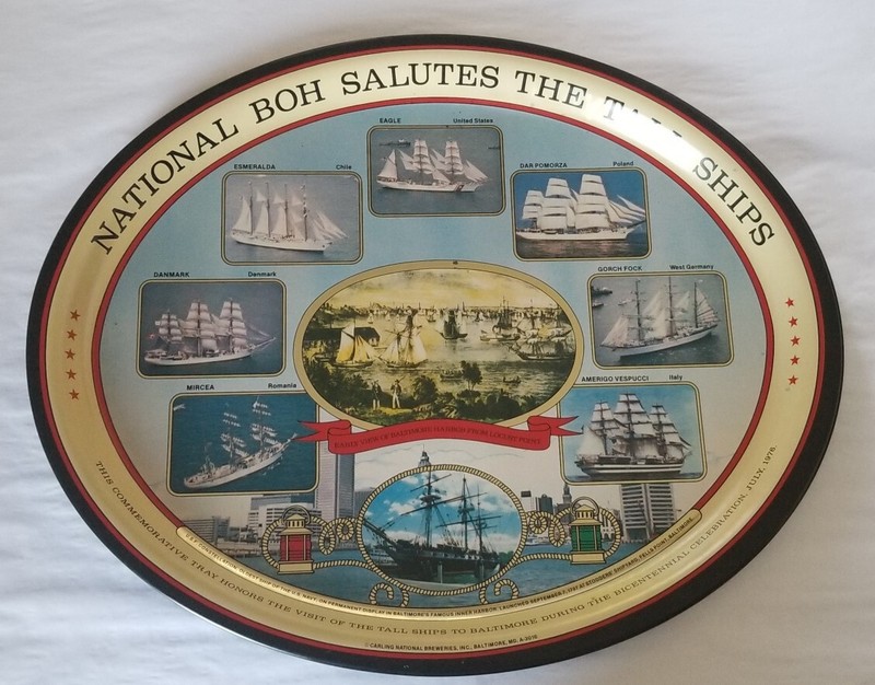 NATIONAL BOH SALUTES THE TALL SHIPS 1976 BiCentennial - Beer Tray - NEW ! 